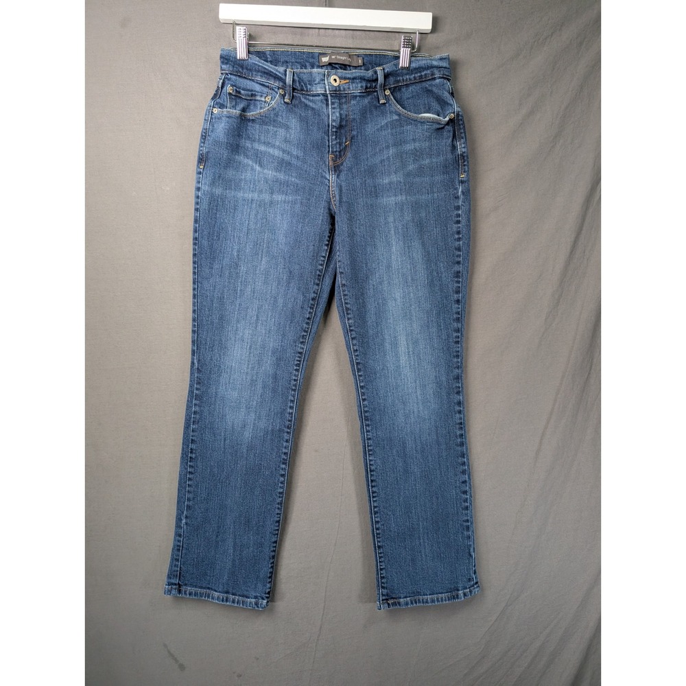 Levis 505 Straight Leg Jeans Womens 8 Medium Blue Denim Mid Rise Stretch 7645
